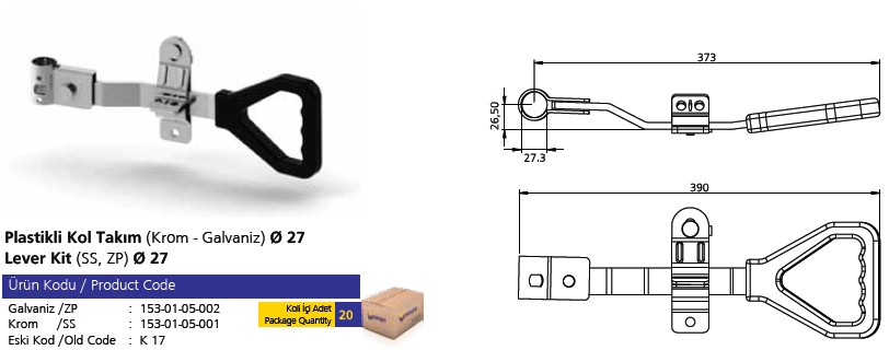 kit de inchidere maneta cu parghie  Accesorii inchidere autofrigorifica din crom  